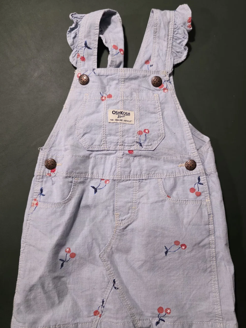 OshKosh B'gosh Light Blue Cherry Print Girls' Overalls